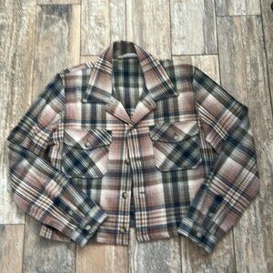 Polo Ralph Lauren Plaid Wool-Blend Tweed Shirt - Blended Earth-tones Brown Green